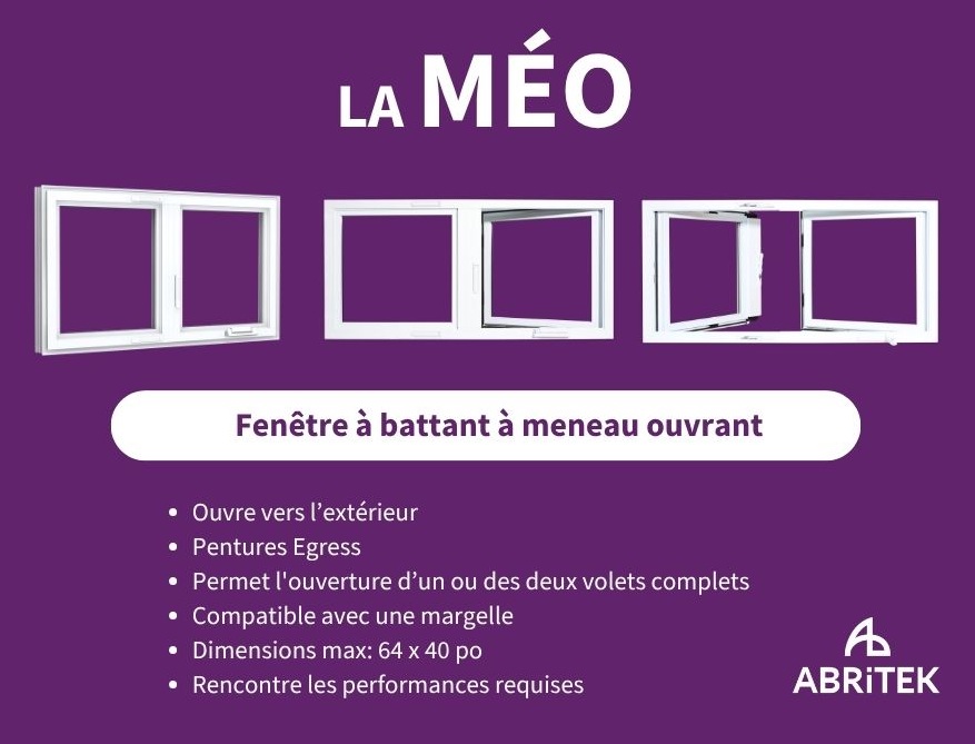 outil egress La MÉO caractéristiques de la fenêtre Egress La MÉO d'Abritek